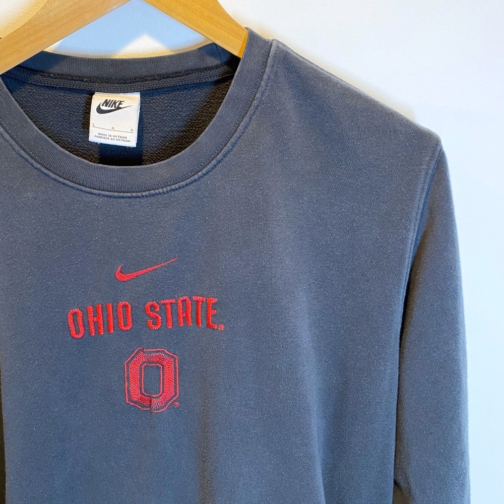 Nike Sweatshirt Mens L Gray Excellent Ohio State Buckeyes Center Swoosh Pockets